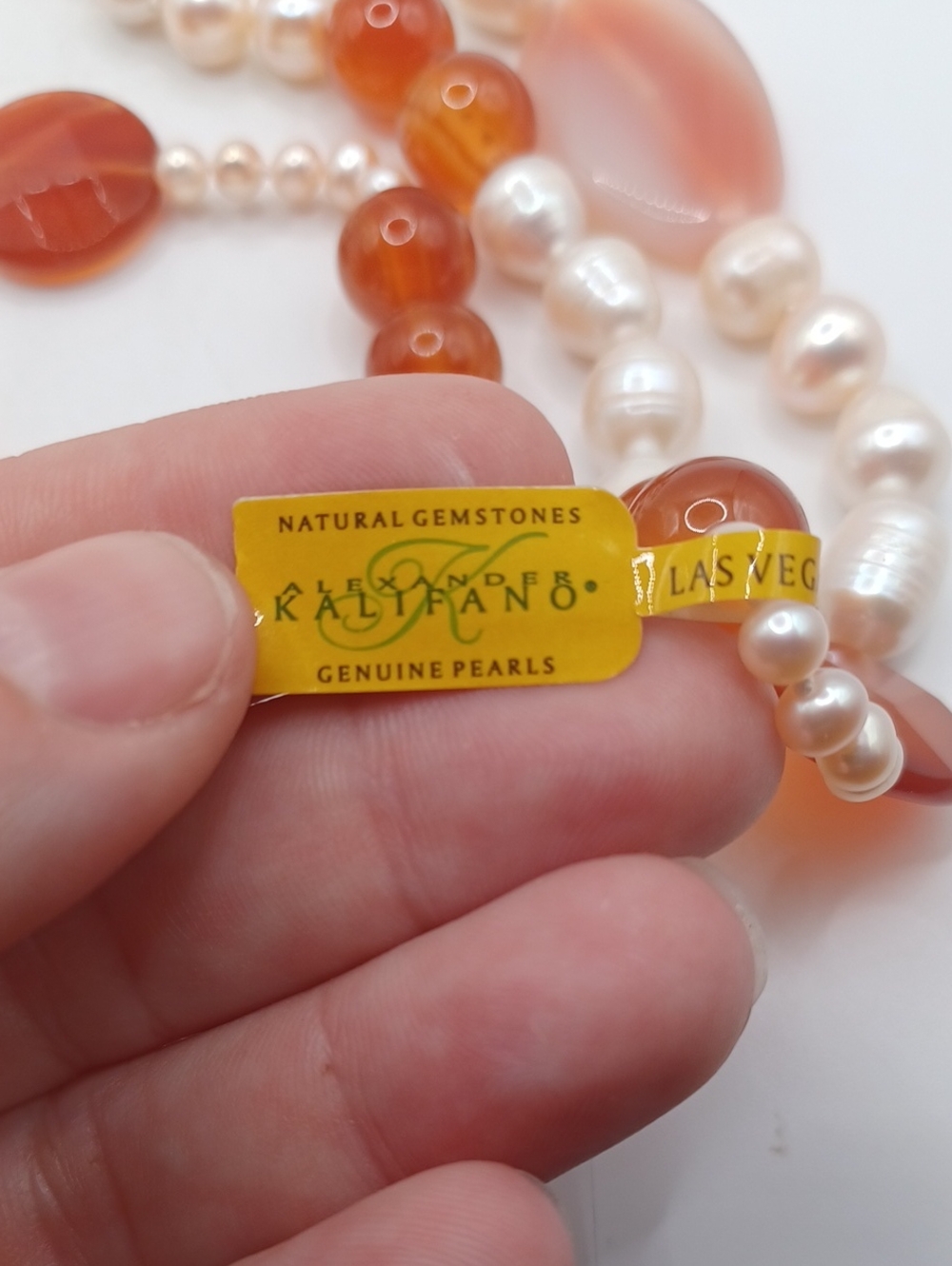 Alexander Kalifano Cultured Pearl and Carnelian Bead Necklace - Picture 3 of 6